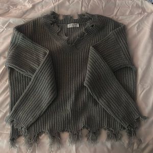 Grey knitted sweater- Ribbed on ends. Size: Large